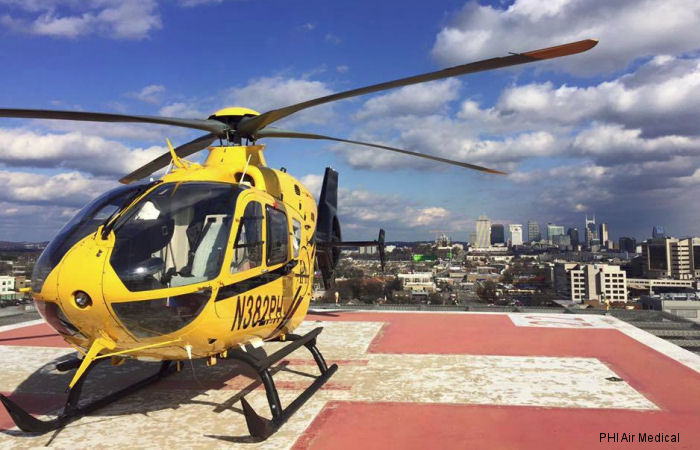 Detailed history and photos of helicopter Eurocopter EC135P2+ Serial 0618 Register N382PH N335TX used by PHI Inc ,Mother Frances Hospital ,PHI Air Medical Track service timeline and current status.
