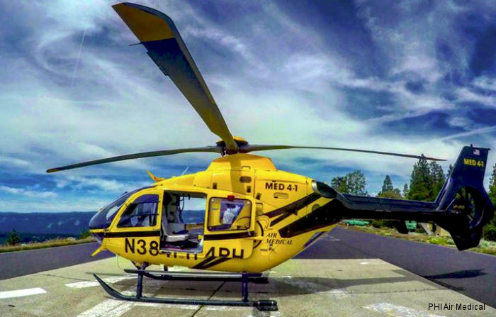 Helicopter Eurocopter EC135P2+ Serial 0653 Register N384PH used by PHI Inc. Built 2008. Aircraft history and location
