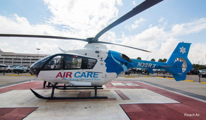 Detailed history and photos of helicopter Eurocopter EC135P2+ Serial 0850 Register N39RX N791AE used by Air Care Woman's Hospital of Texas ,REACH Air Medical ,American Eurocopter (Eurocopter USA) Track service timeline and current status.