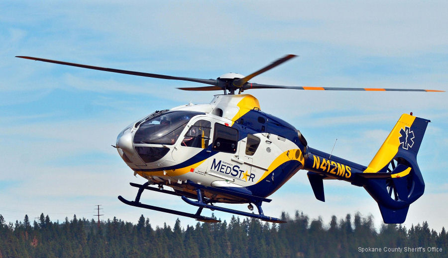 Helicopter Eurocopter EC135P2+ Serial 0716 Register N836LF N412MS N535AL used by LFN (Life Flight Network) ,Northwest MedStar ,Metro Aviation ,Bristow US ,Air Logistics. Built 2008. Aircraft history and location