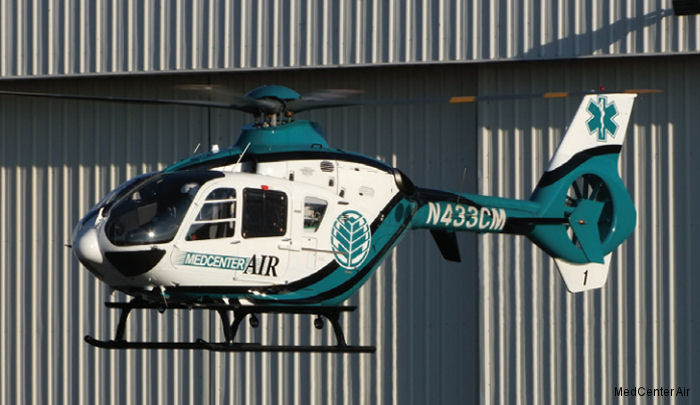 Detailed history and photos of helicopter Eurocopter EC135P2+ Serial 0755 Register N433CM N275AM used by MedCenter Air (Carolinas HealthCare System) ,American Eurocopter (Eurocopter USA) Track service timeline and current status.
