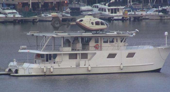 Detailed history and photos of helicopter Eurocopter EC135P2+ Serial 0575 Register N608WM N474AE used by American Eurocopter (Eurocopter USA) Track service timeline and current status.