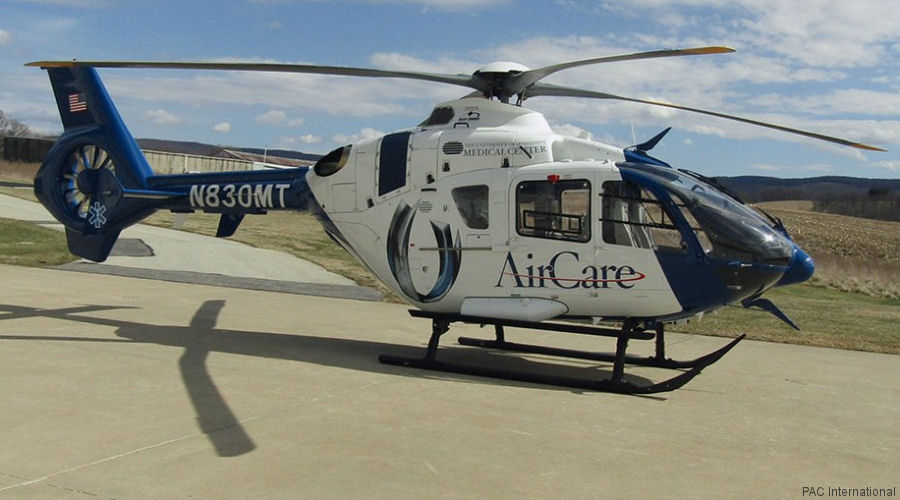 Detailed history and photos of helicopter Eurocopter EC135P2+ Serial 0732 Register N830MT N367W N732BD C-FJRX used by UMMC (University of Mississippi Medical Center) ,Med Trans Corp ,Eurocopter Canada Track service timeline and current status.