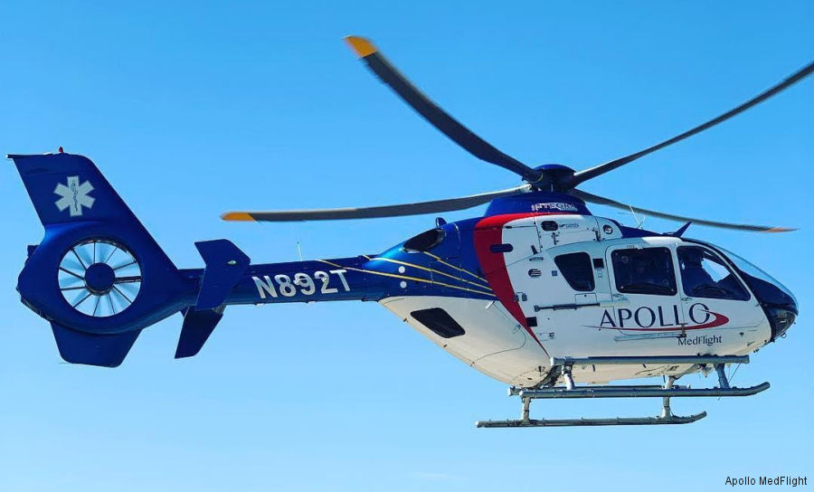 Detailed history and photos of helicopter Eurocopter EC135T1 Serial 0052 Register N892T used by Apollo MedFlight ,Oglala Lakota Air Rescue ,TVPX ,PennSTAR ,STARFlight (Travis County Emergency Services) ,American Eurocopter (Eurocopter USA) Track service timeline and current status.