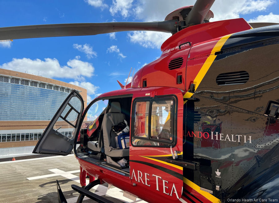 Detailed history and photos of helicopter Eurocopter EC135T2 Serial 0412 Register N908AC N93LF used by ORMC (Air Care Team Orlando Health) ,UH AirMed (University Hospitals UH AirMed) ,Air Methods ,Life Flight Network LFN Track service timeline and current status.