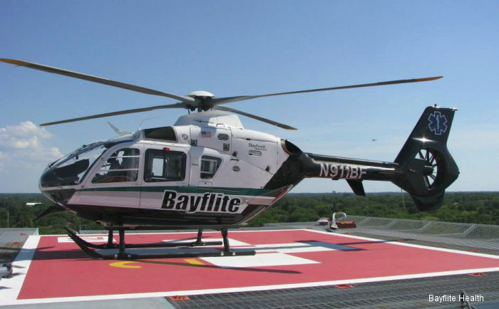 Detailed history and photos of helicopter Eurocopter EC135P2+ Serial 0555 Register N911BF used by AirLife Florida ,Bayflite Air Medical (Bayfront Health) ,Air Methods Track service timeline and current status.