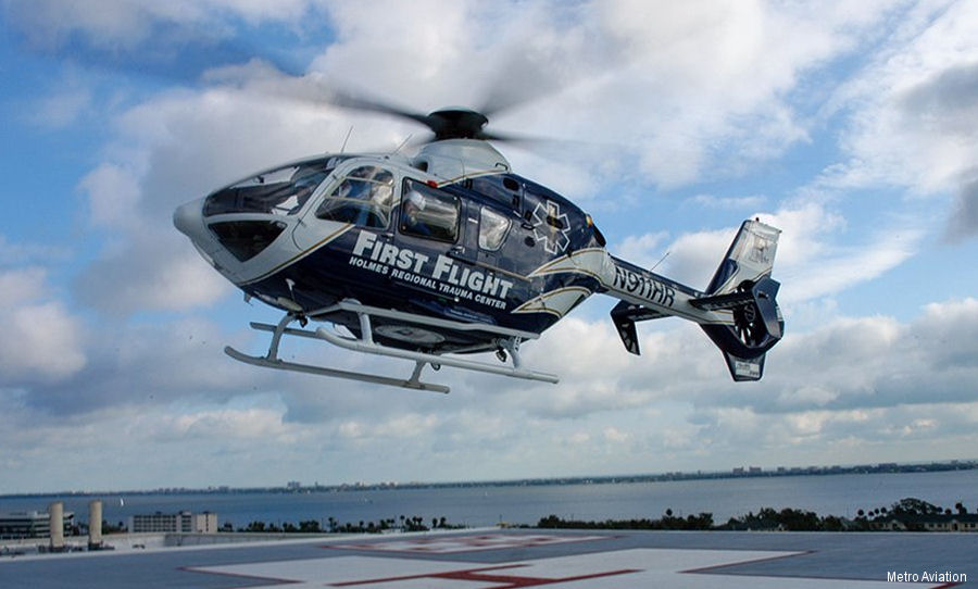 Helicopter Eurocopter EC135P1 Serial 0130 Register N911HR used by First Flight. Built 1999. Aircraft history and location