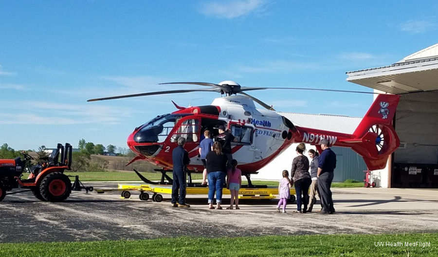 Detailed history and photos of helicopter Eurocopter EC135P2+ Serial 0738 Register N738AM N911UW N276AM used by Air Methods ,UW Health (UW Health Med Flight) ,Mercy Air Track service timeline and current status.