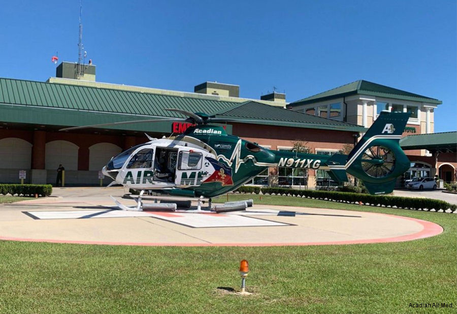 Detailed history and photos of helicopter Eurocopter EC135T1 Serial 0157 Register N911XG N575ME used by Acadian Air Med ,STAT MedEvac Track service timeline and current status.