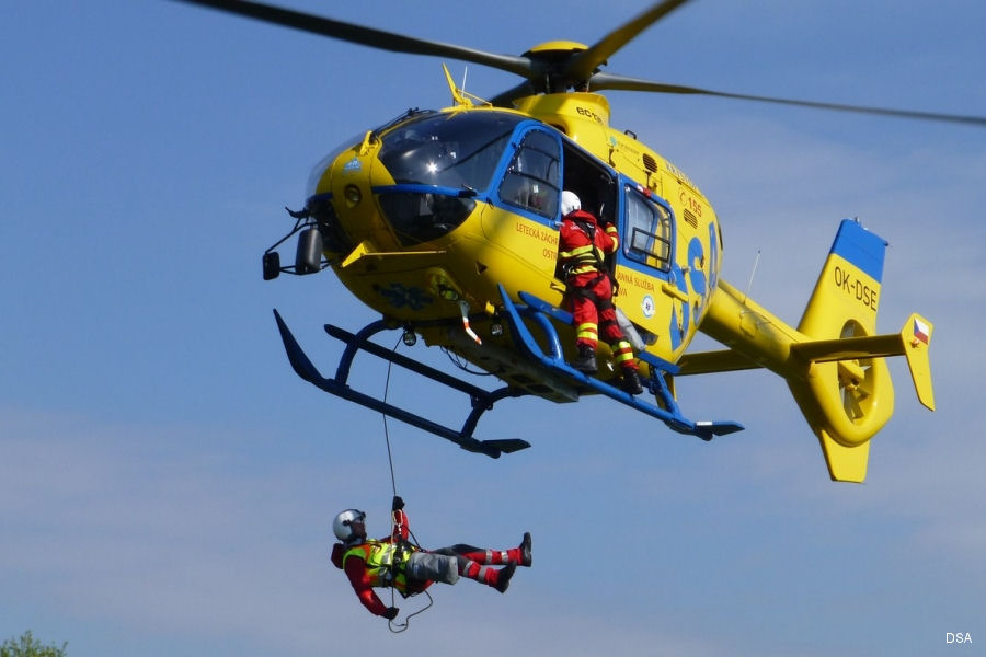 Detailed history and photos of helicopter Eurocopter EC135T2+ Serial 0818 Register OK-DSE used by DSA Delta System Air Track service timeline and current status.