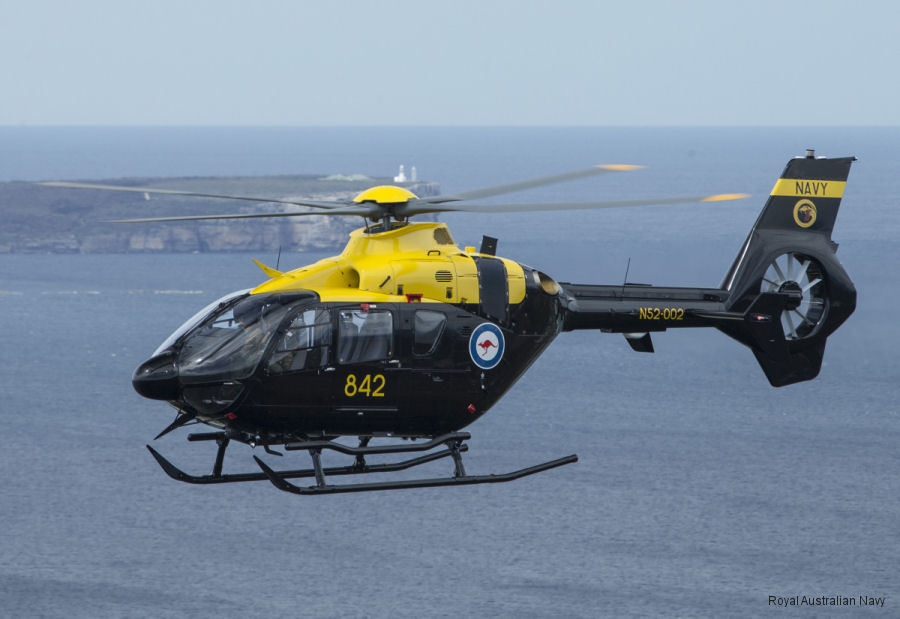 Helicopter Airbus EC135T2+ Serial 1211 Register N52-002 VH-ACY D-HECJ used by Fleet Air Arm (RAN) RAN (Royal Australian Navy) ,Airbus Group Australia Pacific ,Airbus Helicopters Deutschland GmbH (Airbus Helicopters Germany). Built 2016. Aircraft history and location