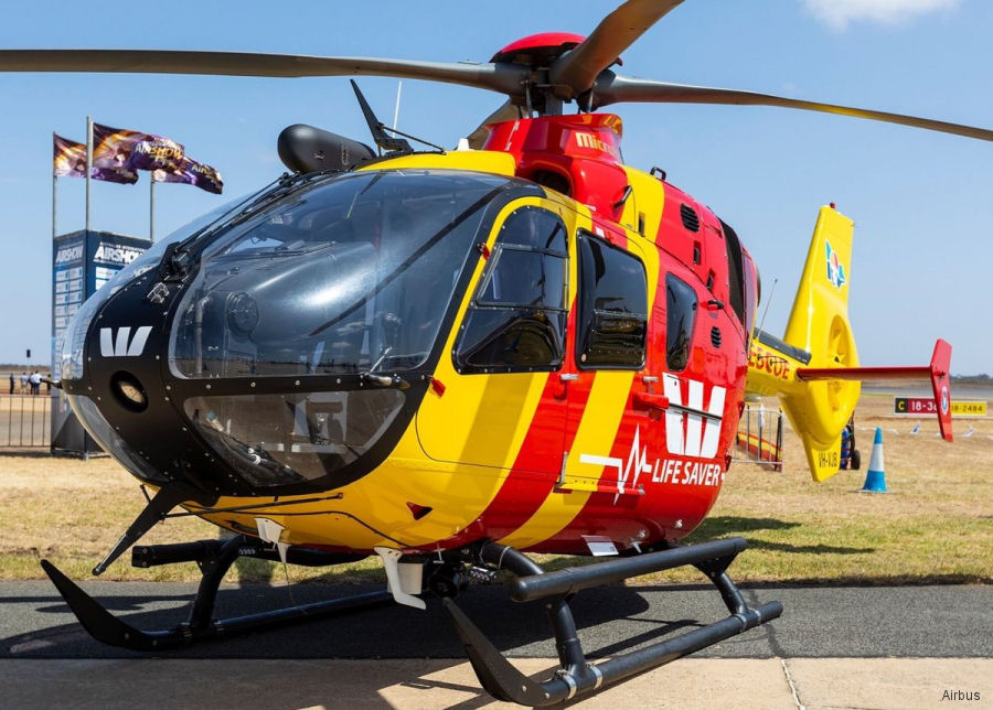 Helicopter Eurocopter EC135P2+ Serial 0643 Register VH-VJB VH-MQS used by Australia Air Ambulances WRHS (Westpac Life Saver Rescue Helicopter Service) ,Microflite. Built 2008. Aircraft history and location