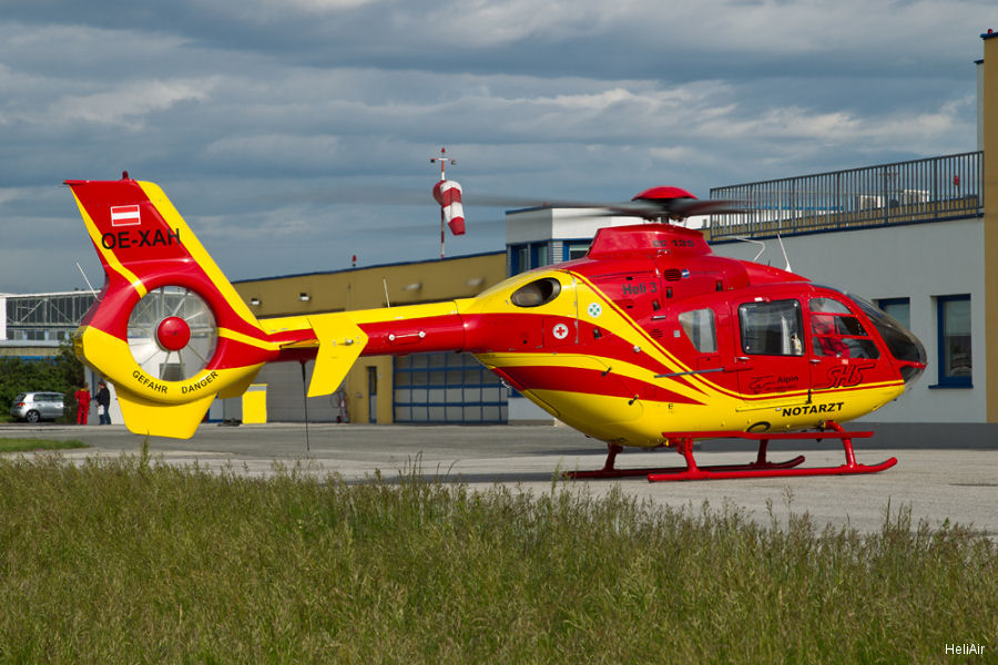 Detailed history and photos of helicopter Eurocopter EC135T2 Serial 0411 Register OE-XAH UP-EC505 F-GXRR used by SHS (Schider Helicopter Service) ,Sky Service Track service timeline and current status.