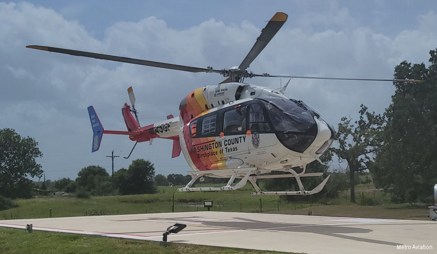 Detailed history and photos of helicopter Eurocopter EC145 Serial 9209 Register N145GF C-FTSU C-GZEP VH-WKC N957AL used by Washington County EMS ,Canadian Ambulance Services Airmedic ,Metro Aviation ,Canadian Helicopters Ltd ,HNZ Australia Pty Ltd (PHI International Australia Pty Ltd) Track service timeline and current status.