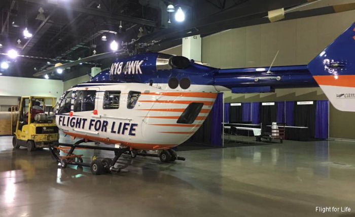 Helicopter Eurocopter EC145 Serial 9171 Register N184WK used by MRMC (Milwaukee Regional Medical Center). Built 2008. Aircraft history and location