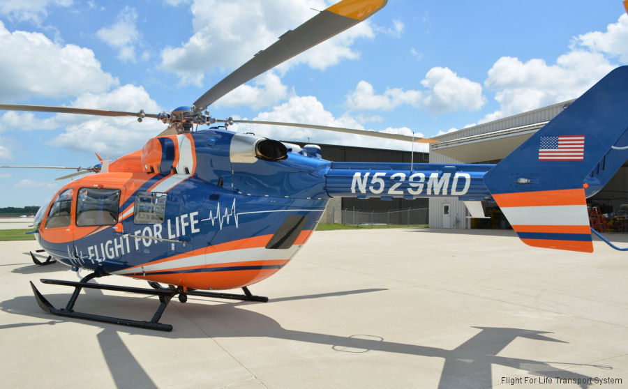 Helicopter Airbus H145 Serial 9870 Register N529MD N122AH used by MRMC (Milwaukee Regional Medical Center) ,Metro Aviation ,Airbus Helicopters Inc (Airbus Helicopters USA). Built 2021 Converted to EC145e. Aircraft history and location