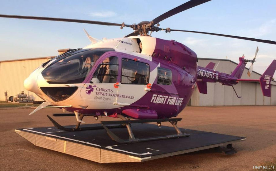 Detailed history and photos of helicopter Eurocopter EC145 Serial 9295 Register N745TX used by Mother Frances Hospital Track service timeline and current status.