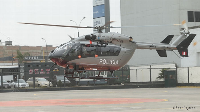 Detailed history and photos of helicopter Eurocopter EC145 Serial 9619 Register PNP-128 used by Policia Nacional del Peru PNP (Peruvian National Police) Track service timeline and current status.