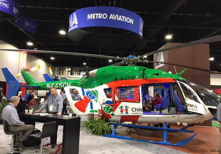 Helicopter Airbus H145 Serial 9729 Register N445CH N972BL used by CHOA (Children’s Healthcare of Atlanta) ,Metro Aviation ,Airbus Helicopters Inc (Airbus Helicopters USA). Aircraft history and location