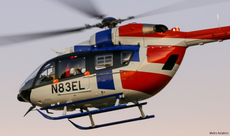 Helicopter Airbus H145 Serial 9734 Register N247MB C-GTUQ N83EL N278AH used by HCA Houston Healthcare AIRLife ,Canadian Ambulance Services Airmedic ,Metro Aviation ,Airbus Helicopters Inc (Airbus Helicopters USA). Built 2016 Converted to EC145e. Aircraft history and location
