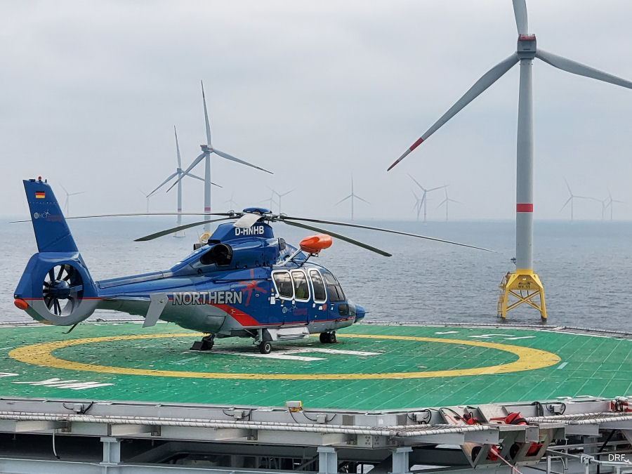 Helicopter Eurocopter EC155B1 Serial 6683 Register D-HNHB PH-HHO 4K-AZ45 used by Northern HeliCopter GmbH NHC ,Heli Holland ,Azerbaijan Airlines AZAL. Aircraft history and location