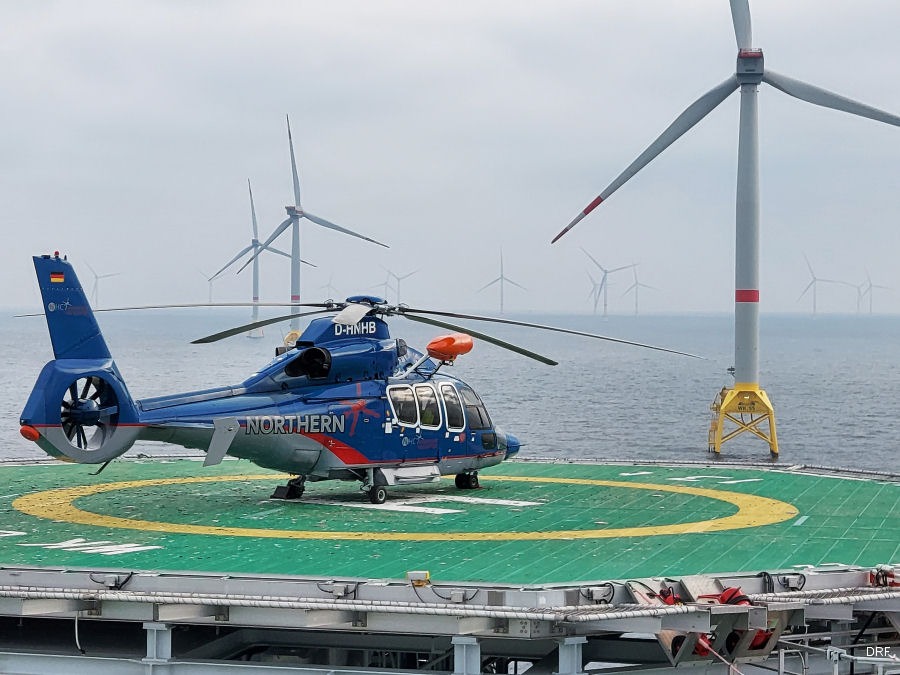 Helicopter Eurocopter EC155B1 Serial 6683 Register D-HNHB PH-HHO 4K-AZ45 used by Northern HeliCopter GmbH NHC NHC 01 (Northern Rescue 01) ,Heli Holland ,Azerbaijan Airlines AZAL. Aircraft history and location