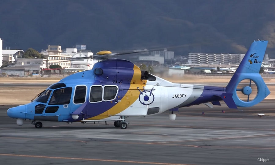 Helicopter Eurocopter EC155B1 Serial 6634 Register JA08CX used by Toho Air Service. Aircraft history and location