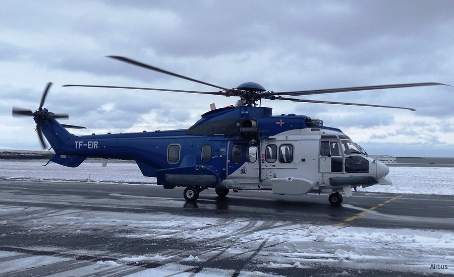 Helicopter Eurocopter EC225LP Serial 2750 Register TF-EIR LN-ONF used by Landhelgisgæsla Íslands (Icelandic Coast Guard) ,Bristow Norway AS. Aircraft history and location