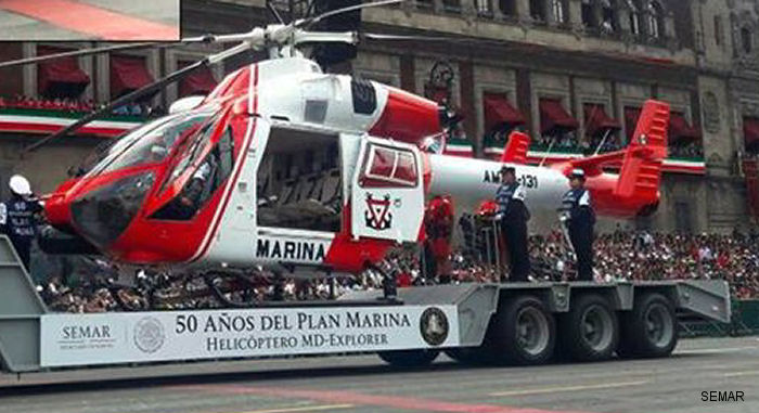 Helicopter McDonnell Douglas MD902 Explorer Serial 900/00067 Register MP-034 used by Armada de Mexico SEMAR (Mexican Navy). Aircraft history and location