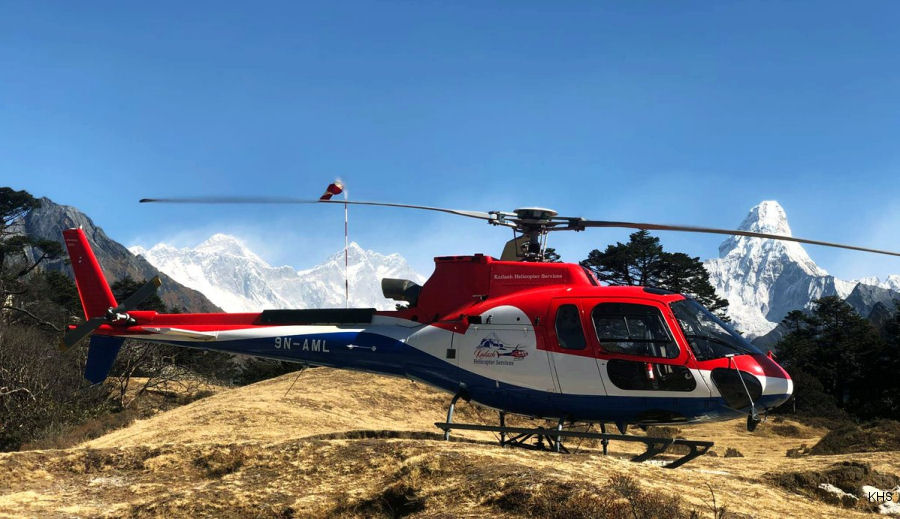 Helicopter Airbus H125 Serial 8470 Register 9N-AML F-WTCL used by Kailash Helicopter Services KHS ,Airbus Helicopters Southeast Asia AHSA. Aircraft history and location
