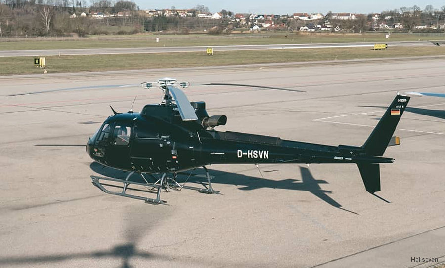Helicopter Airbus H125 Serial 8578 Register D-HSVN used by Heliseven GmbH. Aircraft history and location