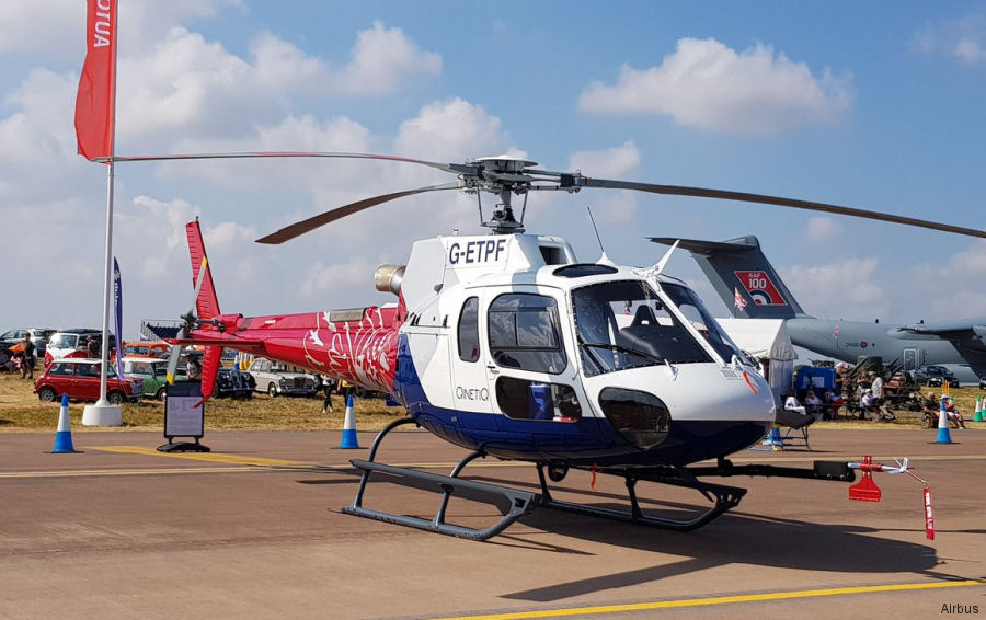 Helicopter Airbus H125 Serial 8464 Register G-ETPF used by Ministry of Defence (MoD) ETPS ,QinetiQ ,Airbus Helicopters UK. Built 2017. Aircraft history and location