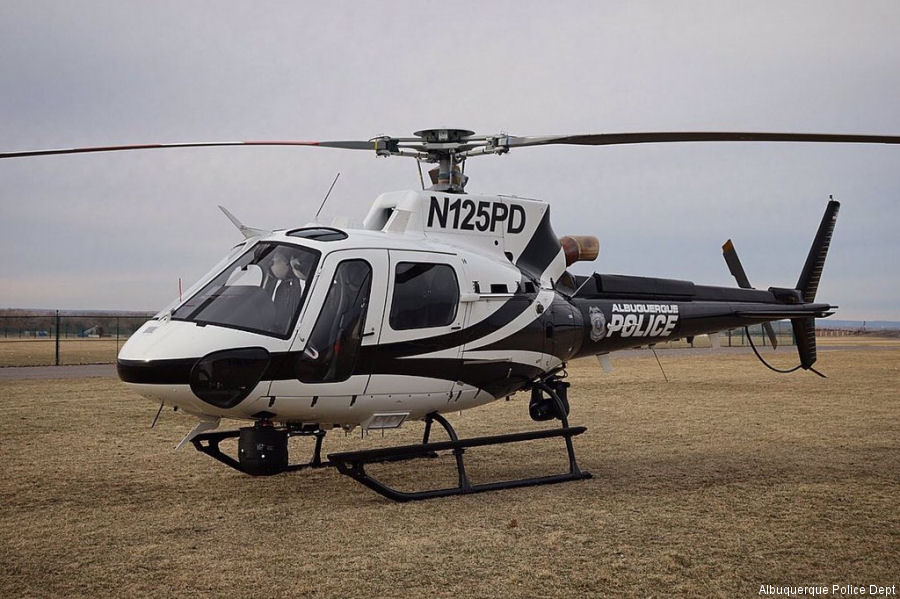 Helicopter Airbus H125 Serial 8667 Register N125PD used by APD (Albuquerque Police Department) ,Airbus Helicopters Inc (Airbus Helicopters USA). Aircraft history and location