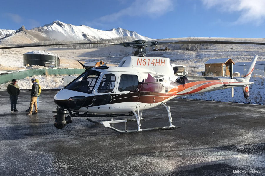 Helicopter Airbus H125 Serial 8305 Register N614HH N359AH used by MBR Helicopters ,Airbus Helicopters Inc (Airbus Helicopters USA). Built 2016. Aircraft history and location