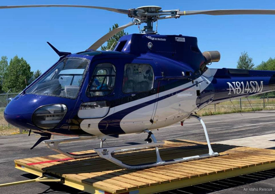 Helicopter Airbus H125 Serial 8536 Register N914SM N489AH used by Air Idaho Rescue ,Air Methods ,Airbus Helicopters Inc (Airbus Helicopters USA). Built 2018. Aircraft history and location
