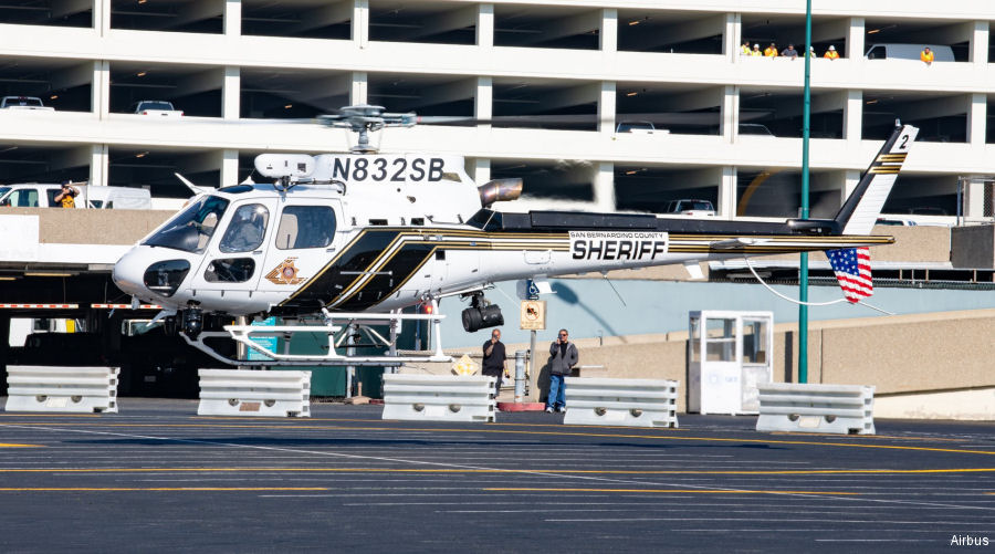 Helicopter Airbus H125 Serial 8487 Register N832SB N446AH used by SBSD (San Bernardino County Sheriff Department) ,Airbus Helicopters Inc (Airbus Helicopters USA). Built 2018. Aircraft history and location