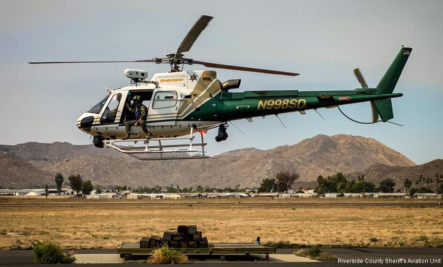 Helicopter Airbus H125 Serial 7952 Register N998SD N142AH used by RCSD (Riverside County Sheriffs Department) ,Airbus Helicopters Inc (Airbus Helicopters USA). Built 2014. Aircraft history and location