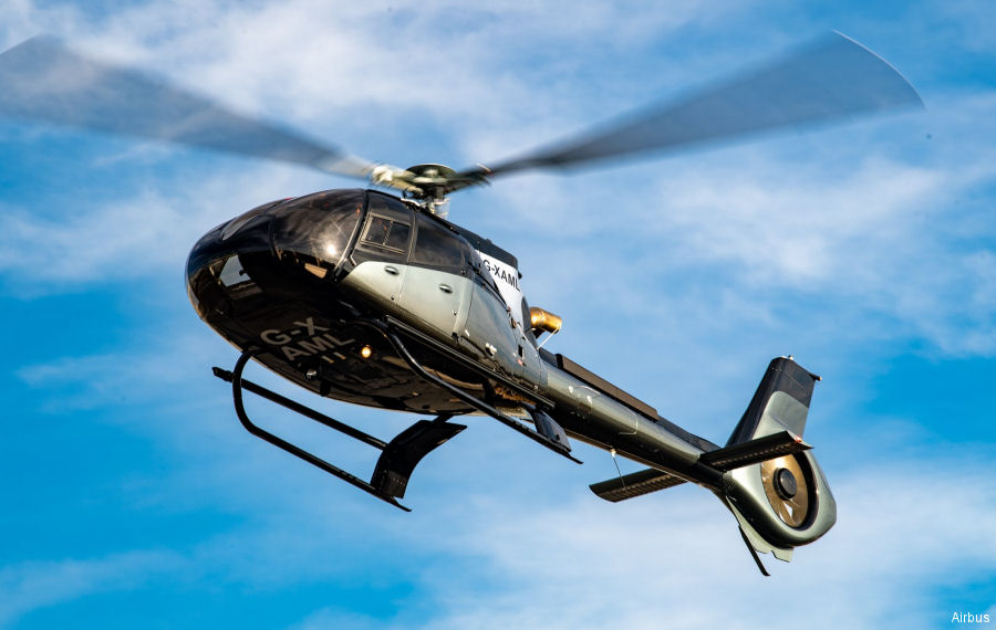 Helicopter Airbus Helicopters H130 / EC130T2 Serial 8742 Register N130GB G-XAML G-DBAM used by Bank Of Utah ,Helicopter Services Ltd ,Airbus Helicopters UK. Built 2019. Aircraft history and location
