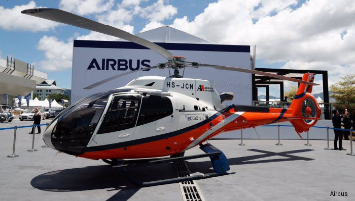 Helicopter Airbus H130 Serial 8090 Register HS-JCN F-WTCP used by Advance Aviation ,Airbus Helicopters Southeast Asia AHSA. Aircraft history and location