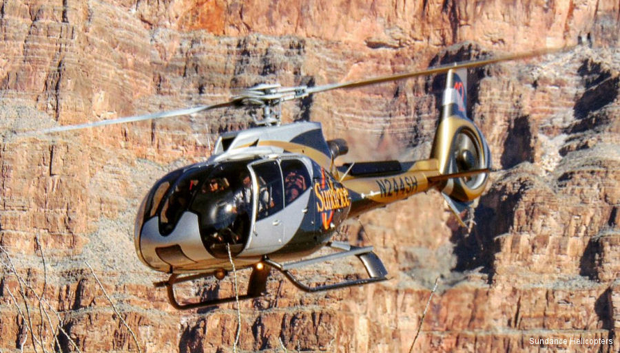 Helicopter Airbus H130 Serial 8157 Register N244SH used by Sundance Helicopters ,Airbus Helicopters Inc (Airbus Helicopters USA). Built 2015. Aircraft history and location