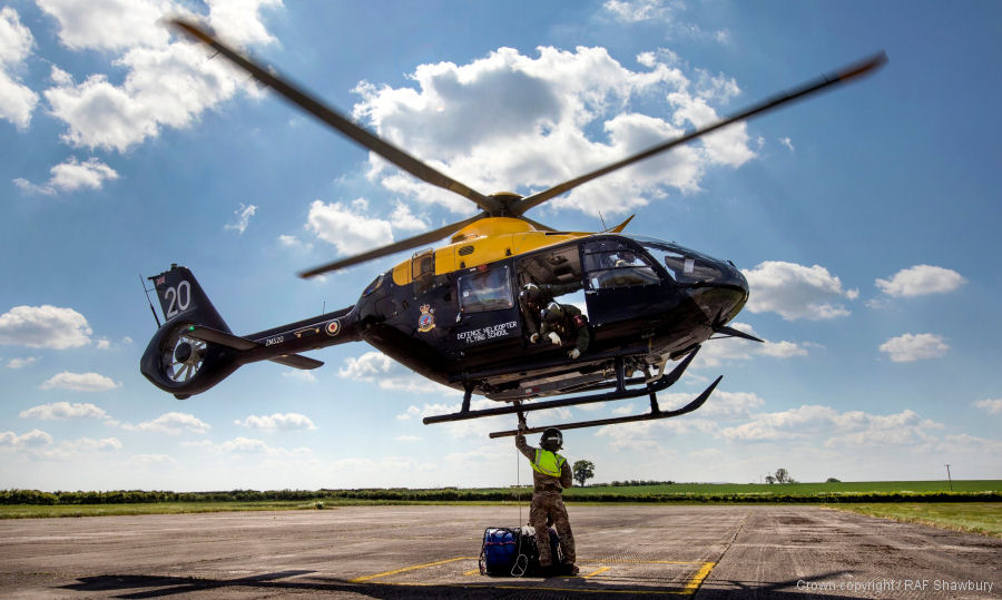 Helicopter Airbus Helicopters H135 / EC135T3 Serial 2024 Register ZM520 G-CKEW D-HCBD used by Ministry of Defence (MoD) Airbus Helicopters UK Airbus Helicopters Deutschland GmbH (Airbus Helicopters Germany). Built 2017. Aircraft history and location