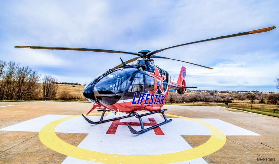 Helicopter Airbus H135 / EC135P3 Serial 1249 Register N577MT N435AH used by NWTX Lifestar ,Med Trans Corp ,Airbus Helicopters Inc (Airbus Helicopters USA). Built 2017. Aircraft history and location