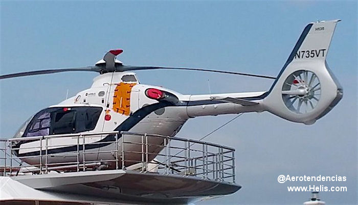 Helicopter Airbus H135 / EC135T3 Serial 1219 Register N735VT. Built 2016. Aircraft history and location