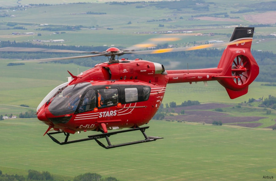 Helicopter Airbus H145D2 / EC145T2 Serial 20234 Register C-FLCI used by Canadian Ambulance Services STARS (Shock Trauma Air Rescue Society) ,Airbus Helicopters Canada. Built 2018. Aircraft history and location