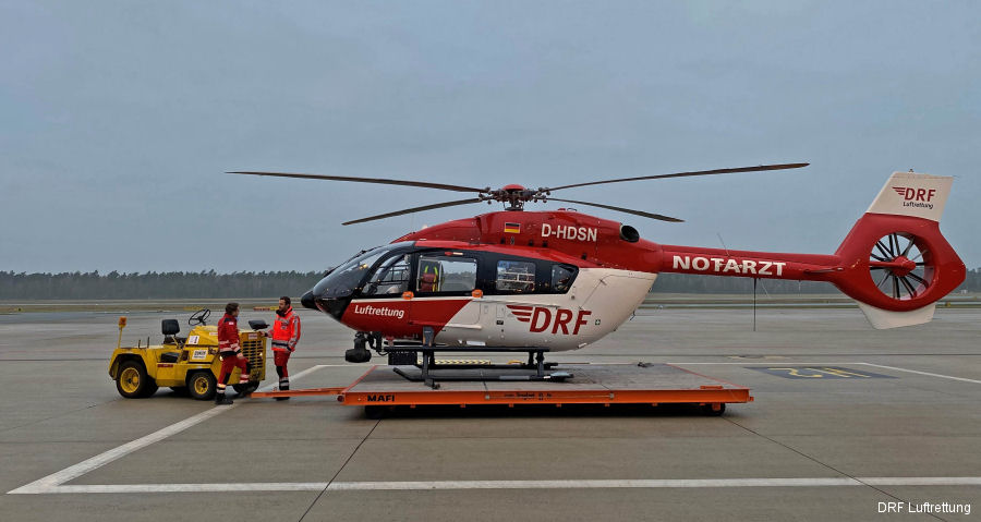 Helicopter Airbus H145D2 / EC145T2 Serial 20186 Register D-HDSN used by DRF Luftrettung DRF Christoph 62 (DRF) ,Christoph Europa 5 (DRF) ,Christoph Regensburg (DRF) ,Christoph 80 (DRF) ,Christoph 115 (DRF). Built 2017. Aircraft history and location