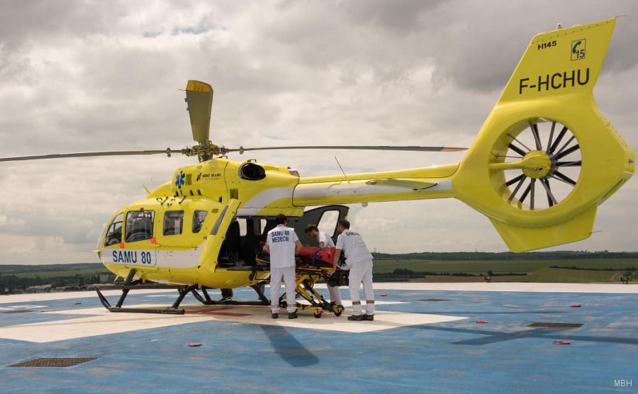 Detailed history and photos of helicopter Airbus H145D2 / EC145T2 Serial 20183 Register F-HCHU used by SAMU (Emergency Medical Assistance Service ) ,Mont Blanc Helicopteres MBH Track service timeline and current status.