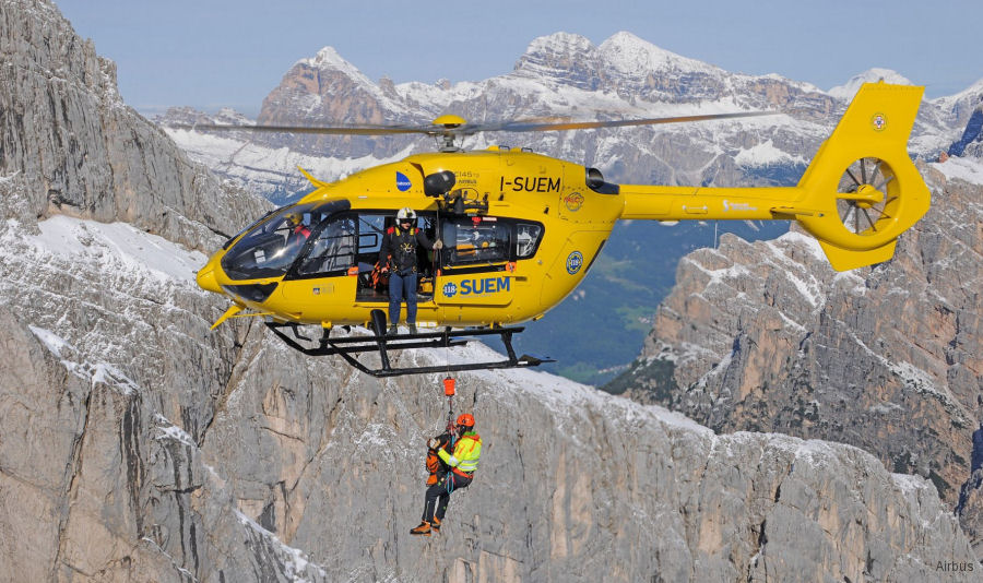 Helicopter Airbus Helicopters H145 / EC145T2 Serial 20036 Register I-SUEM used by INAER Italia. Built 2015. Aircraft history and location