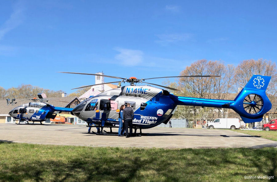 Helicopter Airbus H145D2 / EC145T2 Serial 20145 Register N141NE used by BMF (Boston MedFlight) ,Airbus Helicopters Inc (Airbus Helicopters USA). Built 2017. Aircraft history and location
