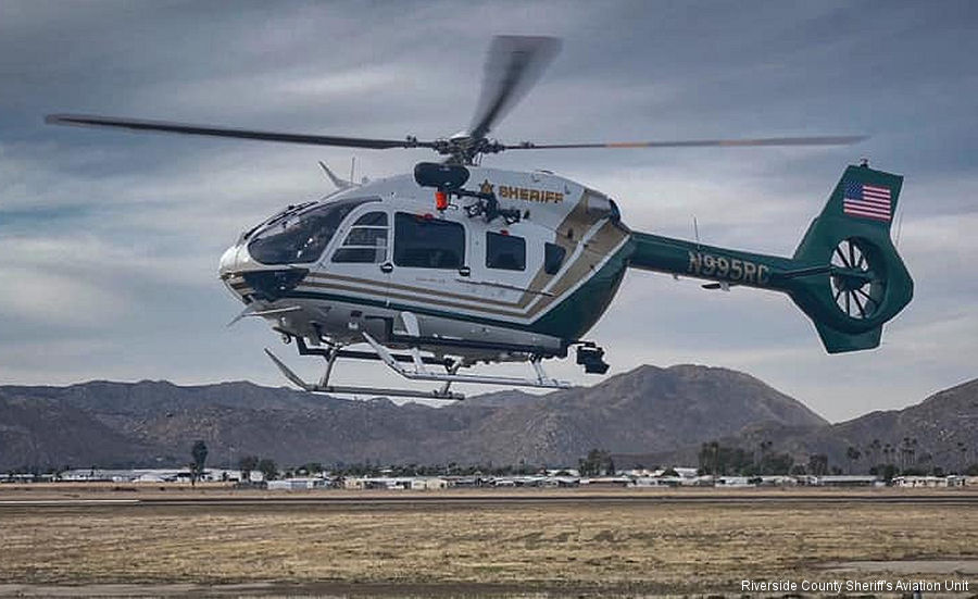 Helicopter Airbus H145D2 / EC145T2 Serial 20280 Register N995RC N594AH used by RCSD (Riverside County Sheriffs Department) ,Airbus Helicopters Inc (Airbus Helicopters USA). Built 2019. Aircraft history and location
