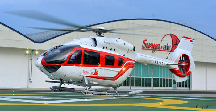 Detailed history and photos of helicopter Airbus H145D2 / EC145T2 Serial 20053 Register PK-FGG 9V-HBU used by Surya Air ,Airbus Helicopters Southeast Asia AHSA Track service timeline and current status.